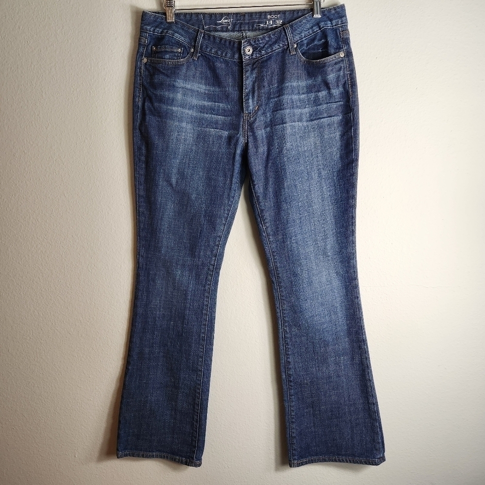 Levis Womens Dark Wash Mid Rise Boot Cut Jeans-Size 14/32